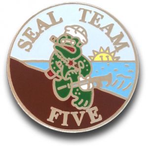 NAVY HAT PIN SEAL TEAM 5-7/8" DIAMETER 