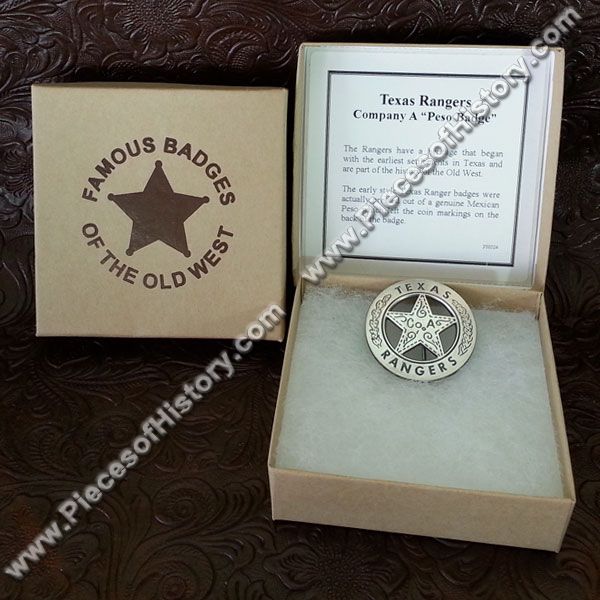 Western Badges :: Ranger Badges :: Texas Rangers Co. A Peso Back Badge