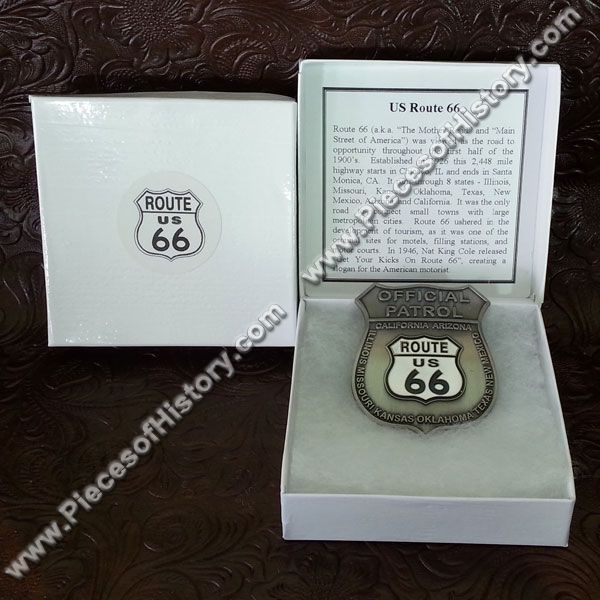 Western Badges :: Novelty Badges :: Route 66 Official Patrol Badge - Silver