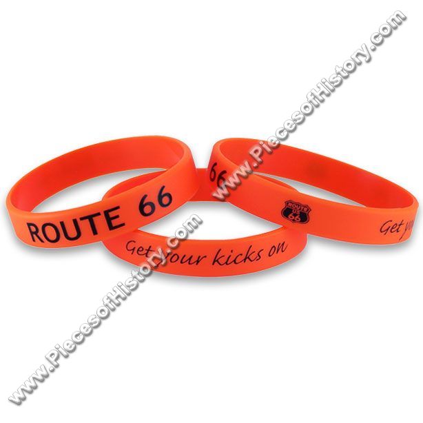 Route 66 Route 66 Silicone Wristbands Route 66 Get Your Kicks On Silicone Wristband Orange Black