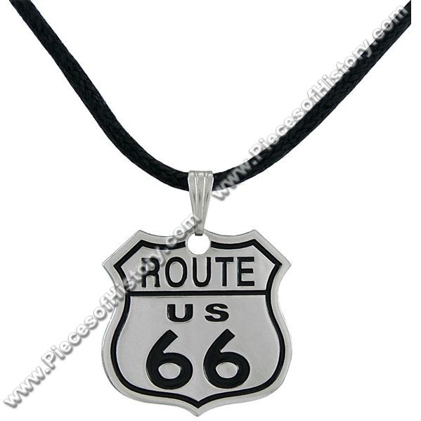 Route 66 Route 66 Jewelry Route 66 Shield on Cord Necklace